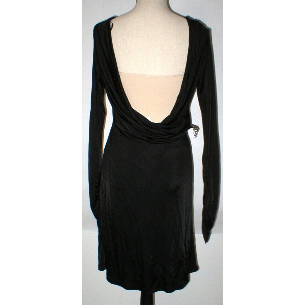 New Womens 10 NWT Designer Cristinaeffe Italy Black Dress Low Back LS 46 IT